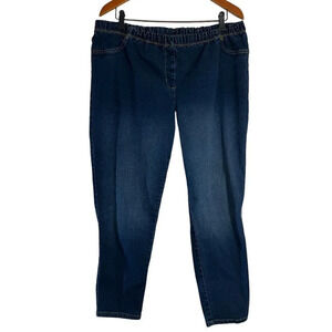 Woman Within Elastic Waistband Jeans Size 20W Petites Pull On Blue Casual Pants